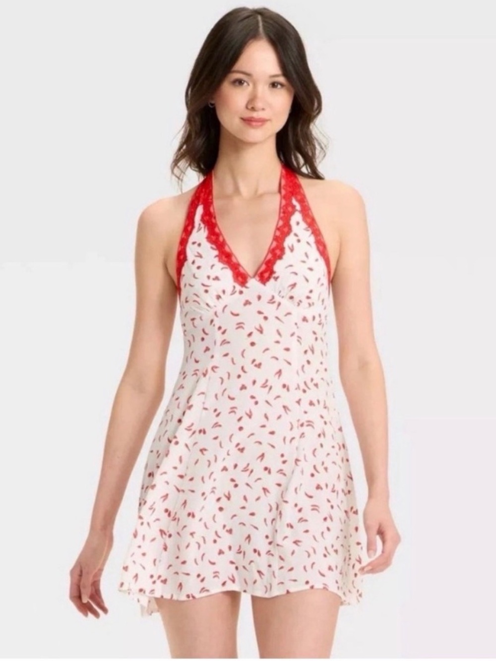 NWT - XL - Wild Fable Pepper Halter Lace Trim Nightdress